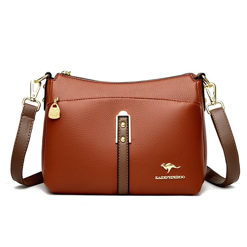 Brand Design Three Layers Fashion Shoulder Messenger Bags Luxury Soft Leather Crossbody Sac Quality Small Handbags and Purses