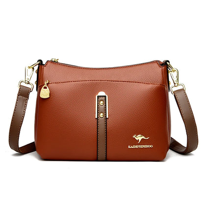 Brand Design Three Layers Fashion Shoulder Messenger Bags Luxury Soft Leather Crossbody Sac Quality Small Handbags and Purses