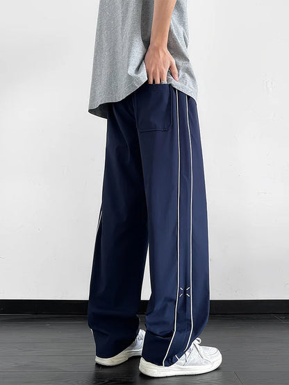 Summer Men's Sweatpants Wide Leg Straight Ice Silk Cooling Pants Big Size 8XL 7XL 6XL Sportswear Loose Fit Track Trousers