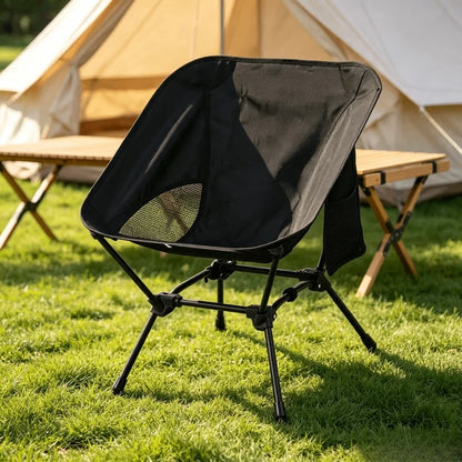 Lightweight Iron Tube Moon Chair, Square Four-Corner Foldable Camping Stool for Beach Fishing Outdoor Use