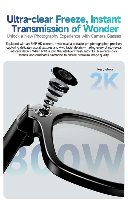 4K 800W Camera AI Glasses Color-Changing Smart Translation Glasses Photo Video Recording Waterproof Call Smart Sunglasses