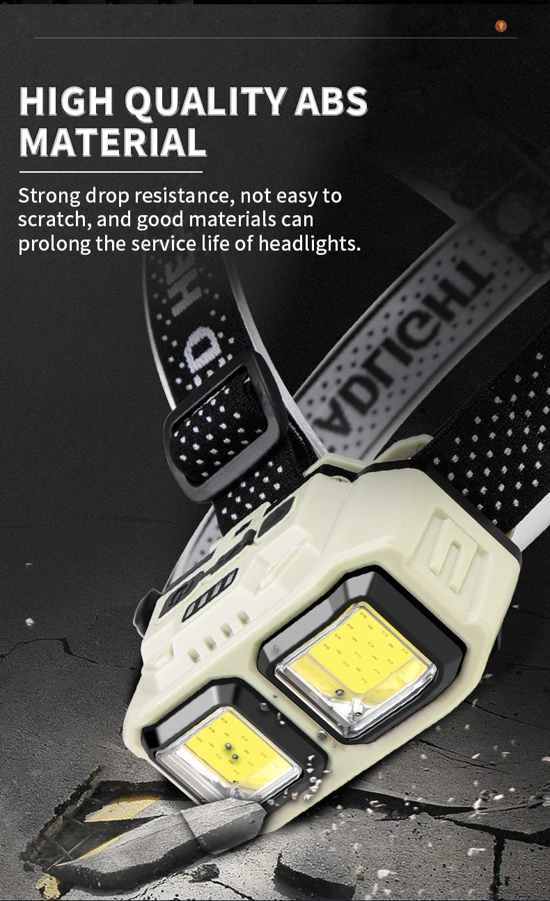 USB Rechargeable LED Induction Headlamp 4 Lighting Modes Powerful Headlight Built-in Battery Outdoor Camping Fishing Lantern