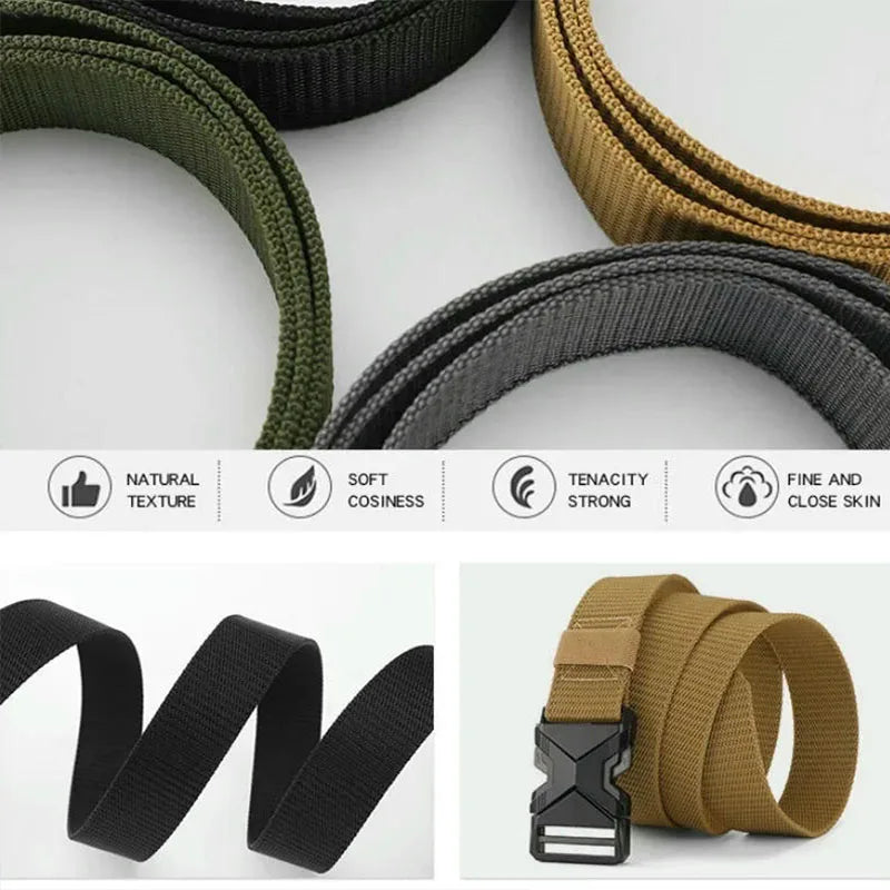 Men's Tactical Belt Nylon Braided Outdoor Training Military Belt Canva Casual Mountainee Trouser Pants Jeans Buckle Waist Belt