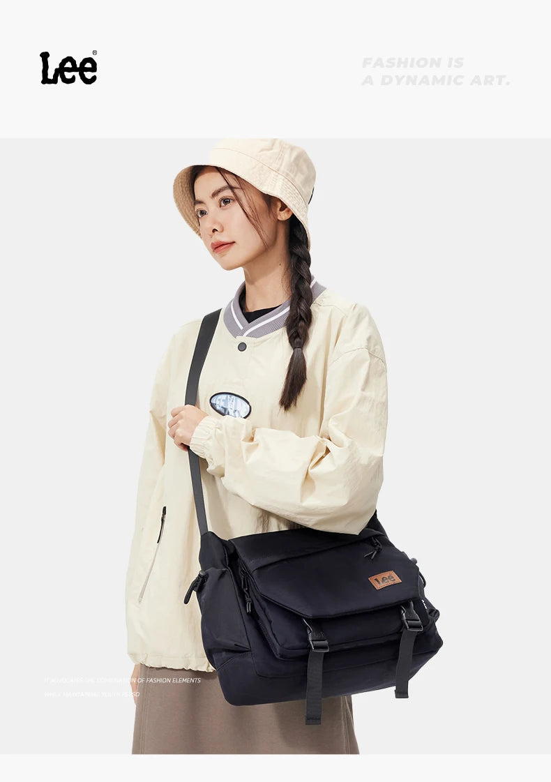 LEE Fashion Waterproof Large Crossbody Shoulder Bag Women Male Flip Laptop Messenger Bag Teenagers College Satchel School Bag