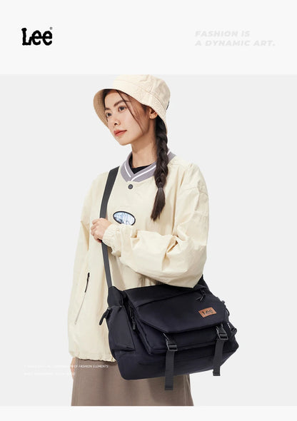 LEE Fashion Waterproof Large Crossbody Shoulder Bag Women Male Flip Laptop Messenger Bag Teenagers College Satchel School Bag
