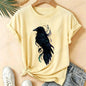 T-Shirt Gothic Cow Print Design Women'S Summer Casual Short Sleeve Aesthetic Clothes Dark Academia Streetwear Summer Top Tee﻿s