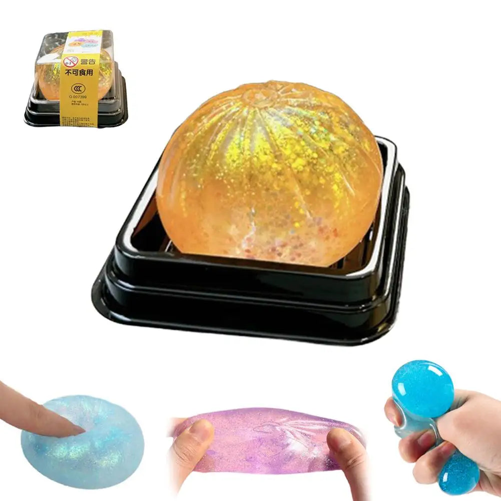 Simulation Flash Dumpling Pressure Ball Slow Rebound Soft Pinch Decompression Squishy Stress Relief Balls with Steamer