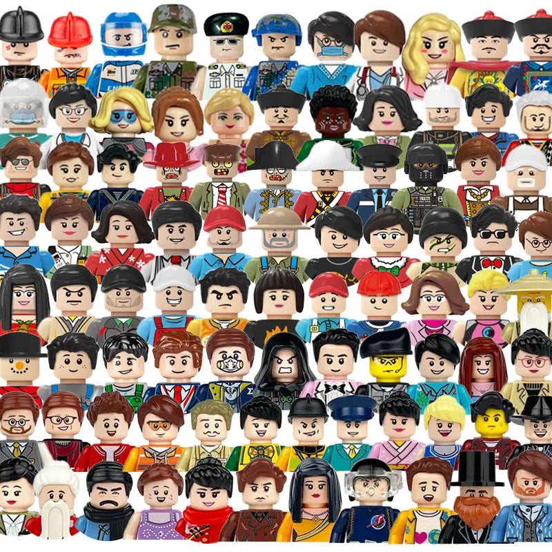 City character building block figure set, little block people, block accessories, engineer, doctor, firefighter, kids' toy