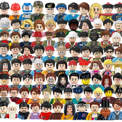 City character building block figure set, little block people, block accessories, engineer, doctor, firefighter, kids' toy