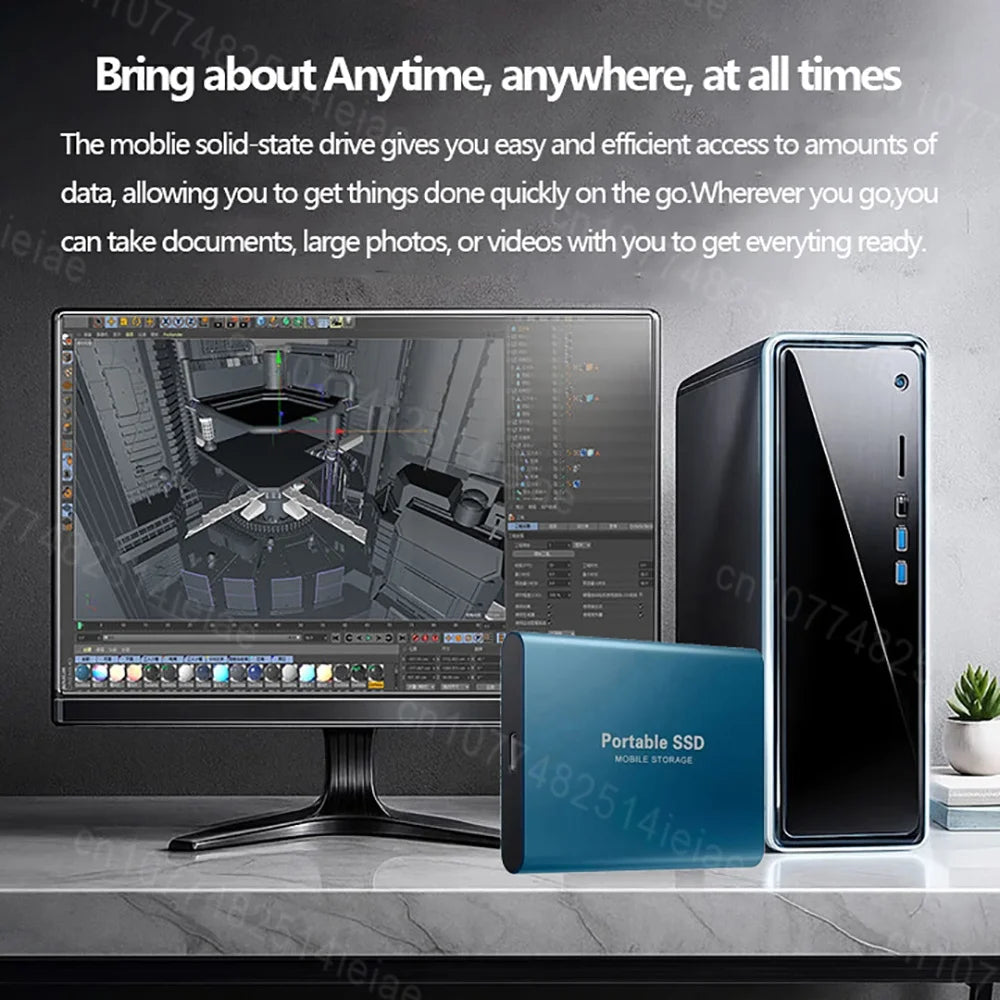 Large Capacity External SSD 2TB/4TB/128TB Type-C USB3.2 Portable Solid Disk Fast Transfer for Mac Desktop PC