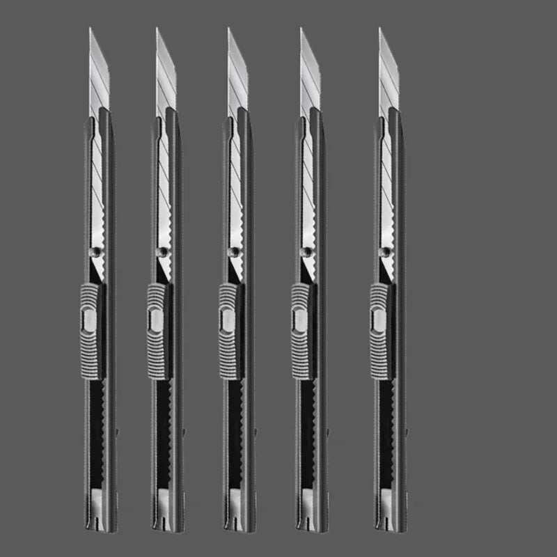 Deli Retractable Office Use Utility Knife High Carton Steel 9mm 30 Degree Blade Box Cutter Self-Locking Design Cutting Knives