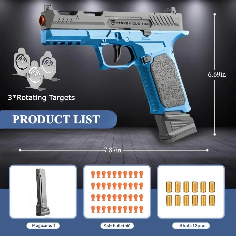 SIG17 Shell Throwing Toy Gun Continuous Firing Blowback Soft Bullet Pistol Model Empty Hanging Children's Toy Boys Gift