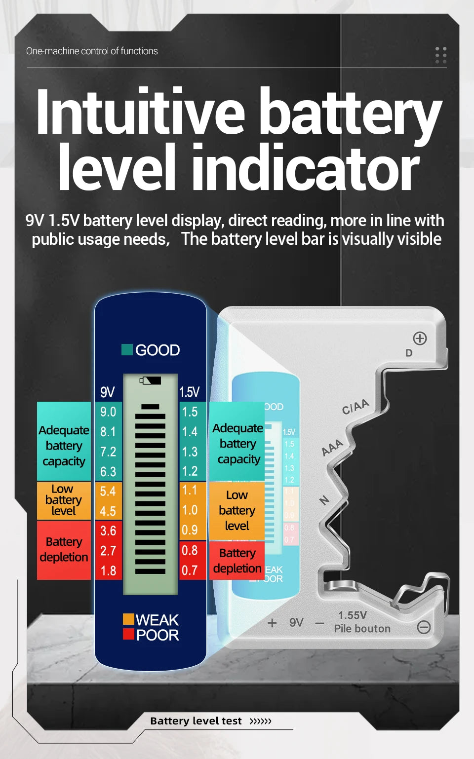 ANENG BT1688 Universal Card Battery Tester D C AA AAA N Battery Test Intuitive Detector Portable  9V 1.55V Button Cell Tools