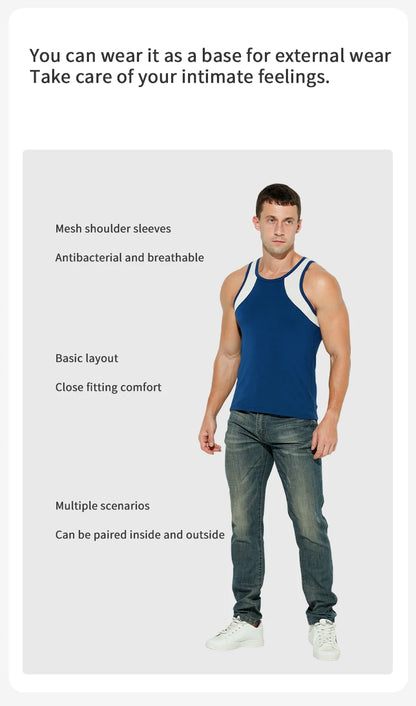 Vest Men's Comfortable Breathable Sling Hurdle Short-Sleeved Young Boys Sports Running Sleeveless T-Shirt Bottoming Shirt Unders