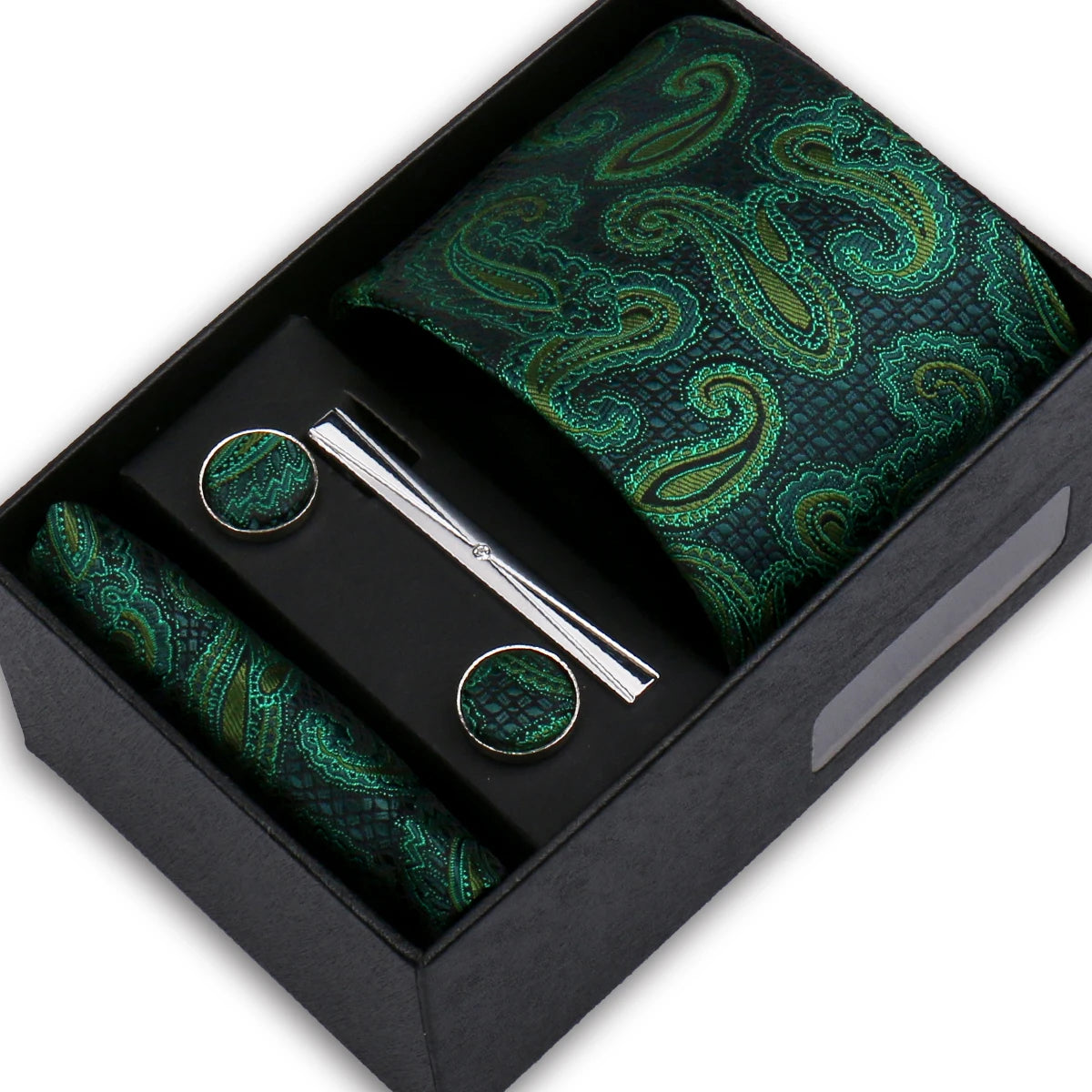 Classic Mens Tie Set Paisley Hanky Cufflinks In Gift Box Jacquard Woven Neckties Set For Men Formal Wedding Fashion Accessories