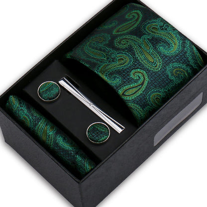 Classic Mens Tie Set Paisley Hanky Cufflinks In Gift Box Jacquard Woven Neckties Set For Men Formal Wedding Fashion Accessories