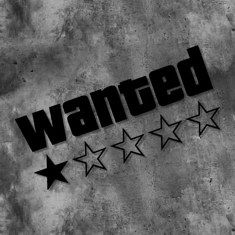 Wanted Star Vinyl Decal - Waterproof Motorcycle Car Scooter Sticker for Fuel Tank Side Panel DIY Decoration