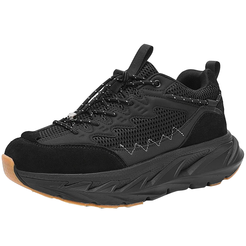 Men's Hiking Shoes Breathable Mesh Leather Upper Non-slip Rubber Sole Outdoor Casual Trekking Walking Shoes Size 39-45