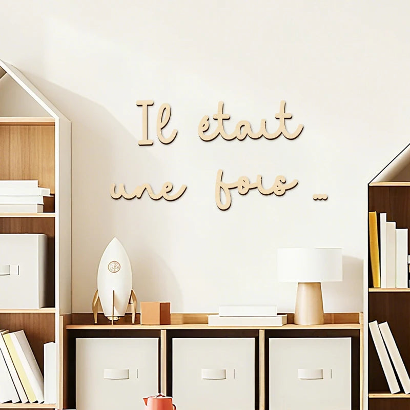 Once Upon A Time Sign Wooden Wall Sticker Wood Wall Stickers Wall Decor Wood Lettering for Reading Nook or Room Decoration