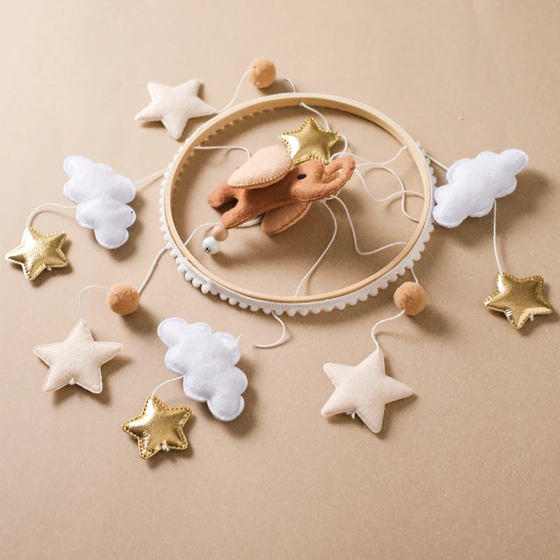 Baby Mobile Crib Bed Bell Musical Rattles Toys Soft Felt Cartoon Animal for Infants Nursery Mobiles Forest Animals Crib Toys