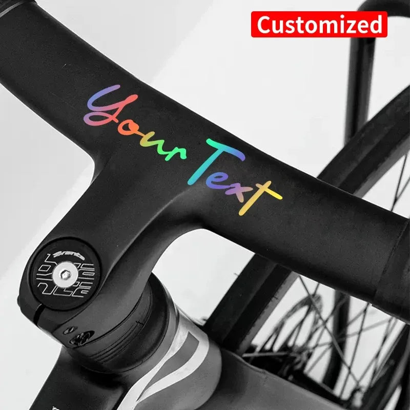 1PC Handwritten Style Custom Bicycle Stickers Frame Personalized Waterproof DIY Motorcycle Helmet MTB Bike Top Tube Vinyl Decals
