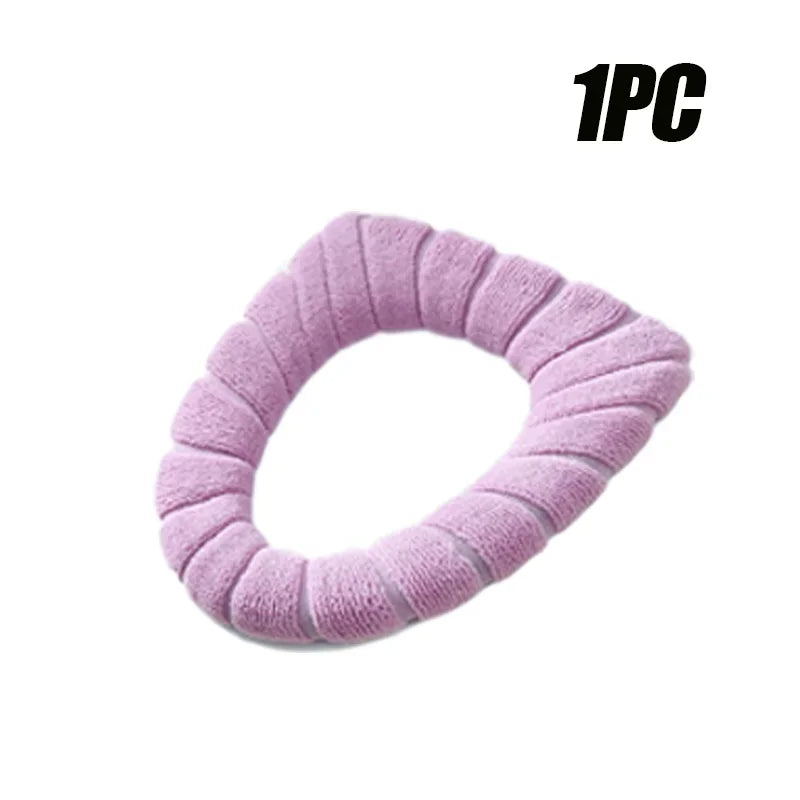 Soft and Warm Toilet Seat Cover Washable Bathroom Toilet Pad Cushion With Handle Thicker Soft Mat Knitting Warmer Closestool Mat