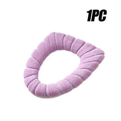 Soft and Warm Toilet Seat Cover Washable Bathroom Toilet Pad Cushion With Handle Thicker Soft Mat Knitting Warmer Closestool Mat