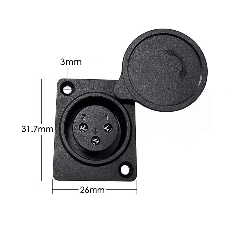5/20PCS XLR Connector 3Pins Audio/Video Panel Mount Dustproof Charging Port Microphone Canon Female Socket With Protecting Cover
