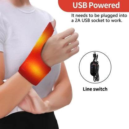 Electric Heating Massage Wrist Vibration Brace Hot Compress Warmer Massager Wrist Support Pad Relief Tendonitis Relax Brace
