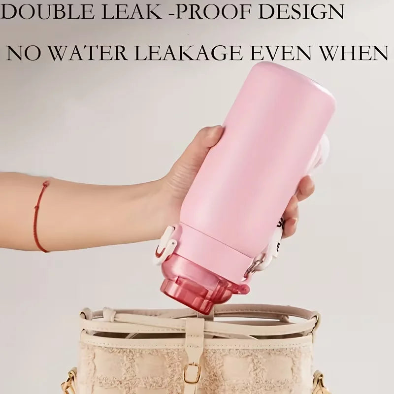 LUSQI 304 Stainless Steel Vacuum Insulated Water Bottle With 7 Flavor Pods 600/800ml Portable Thermos Outdoor Sports Water Cup
