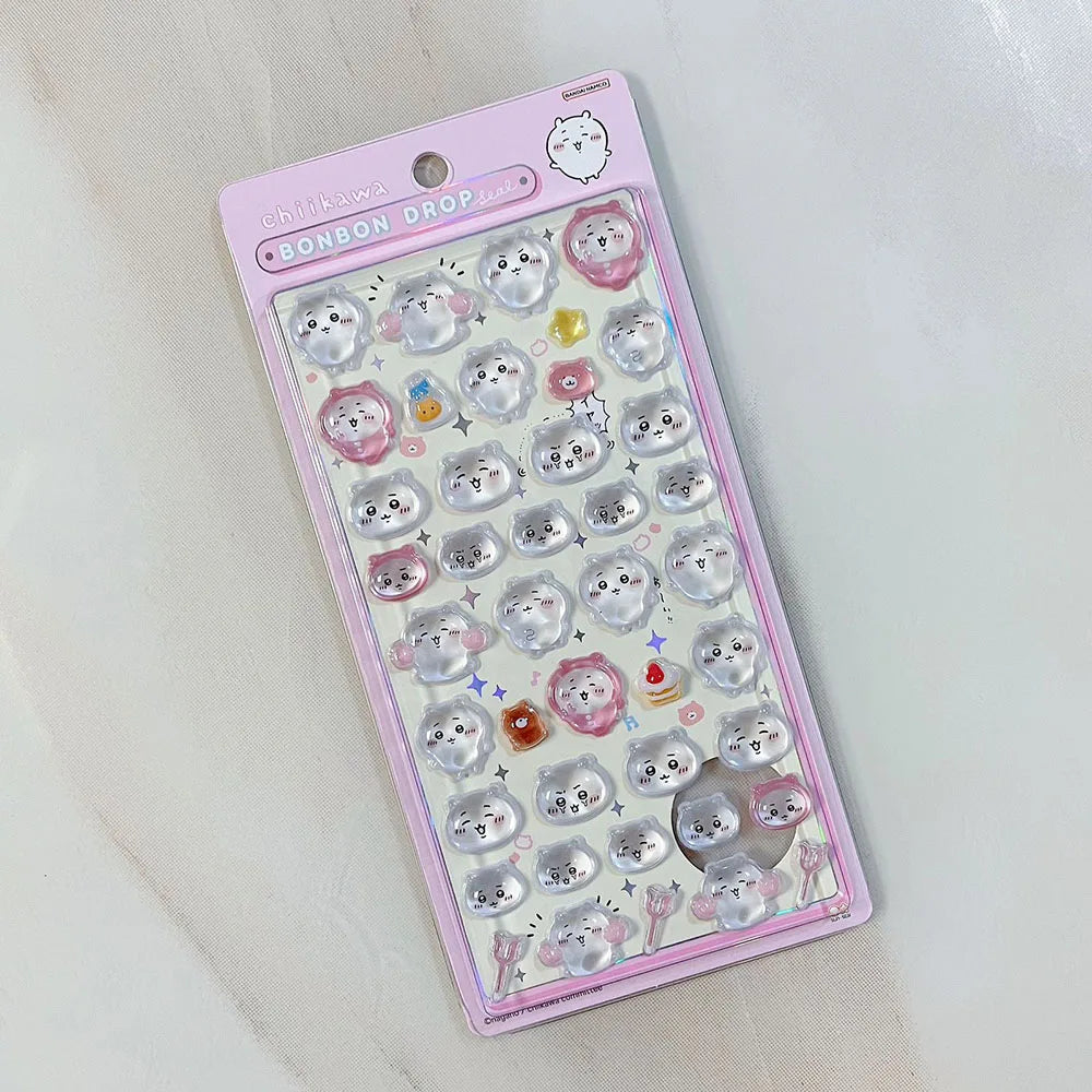 3D Cute 1/4pcs Crystal Stickers Chiikawa Usagi Phone Case Decoration Nail DIY Decorative Stickers for Notebook Laptop waterproof