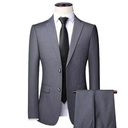 S-8XL (Blazer+Pants) Men's Fashion Business Casual Outdoor Gentleman Trend Single Breasted Wedding Slim-fit British Style Suit