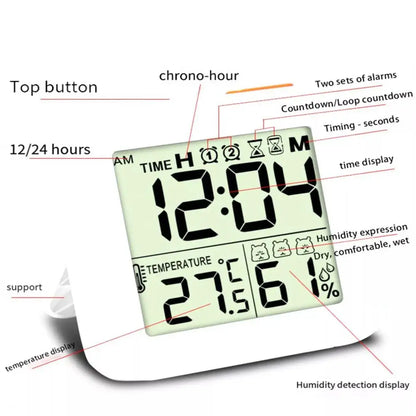 LCD Digital Alarm Clock Waterproof Bathroom Shower Timer For Cooking Shower Timer Temperature Humidity Display Hanger