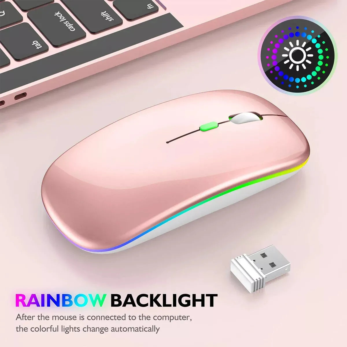 Rechargeable Wireless Mouse Bluetooth-compatible 2.4GHz Dual Modes Computer Mice with Nano Receiver for PC Laptop Macbook