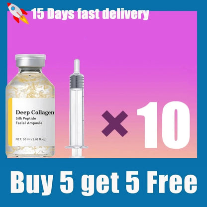 Anti-Aging Face Ampoule Collagen Silk Peptide Serum, Skin Tightening Lifting Boost Elasticity Fade Fine Lines Wrinkles Facial