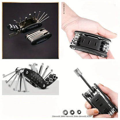 16 In1Bycicle Repair Tool Kit Mini Fold Repair Tool Kit Multi-Function Hex Wrench Nut Tire Bike Hex Allen Key Screwdriver Amagi