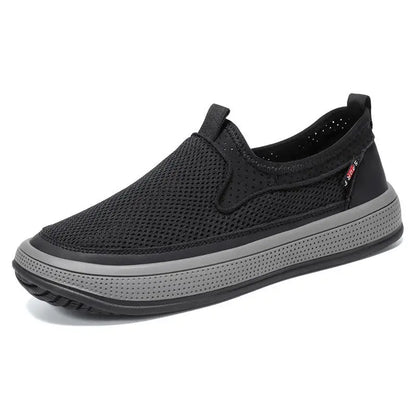 Mens Slip-On Breathable Mesh Casual Shoes Lightweight Soft Sole Versatile Loafers Walking Driving Summer Work Trendy Flat Shoes
