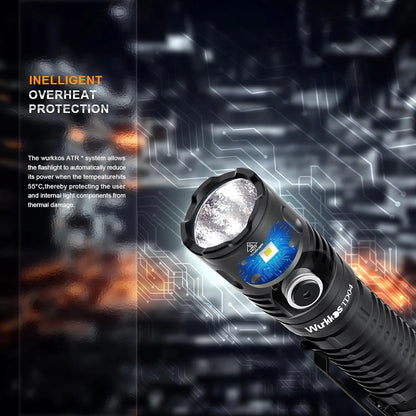 Wurkkos TD04 21700 EDC Self Defense Tactical Flashlight  Powerful 3000LM Rechargeable Torch XHP50D HI LED Lamp IP68 Dual Switch