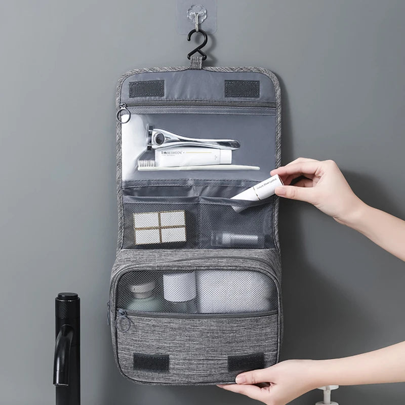 Hanging Toiletry Bag for Travel – Water-Resistant Oxford Wash Pouch, Folds Flat, Unisex Cosmetic Organizer
