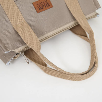 Solid Color Lunch Bag, Tote Bag with Foil Inner Zipper Closure Large Capacity Portable, Work, School, Utility Bag with Meals