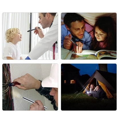 2Pcs Portable Led Flashlight Work Light Medical First Aid Pen Light Torch Lamp with Pupil Gauge Measurements Doctor Diagnosis