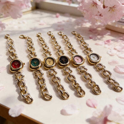 Casual and Fashionable Women's Student Watch, Half-Moon-Shaped Quartz Watch, Simple Chain Bracelet-Style Wristwatch, Versatile for Everyday Use