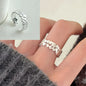 PANJBJ 925 Sterling Silver Lotus Ring For Women Retro TextureJewelry Irregular Creativity Adjustable Jewelry Party Gift Dropship