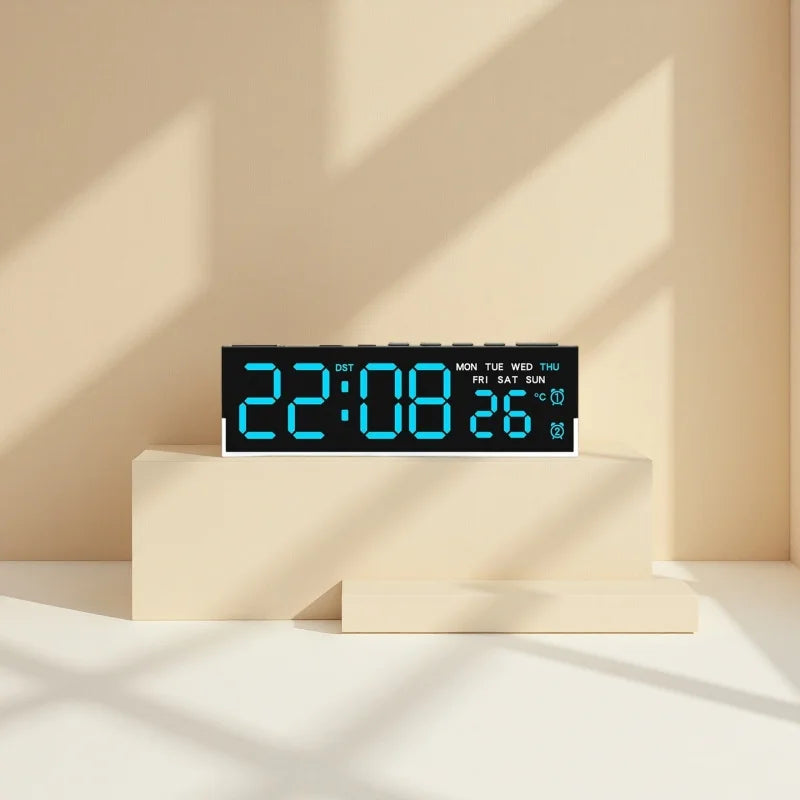 LED Digital Alarm Clock Temperature Week 2 Alarms Ambient Light Brightness Adjustment Bedside Electronic Table Clock USB Powered