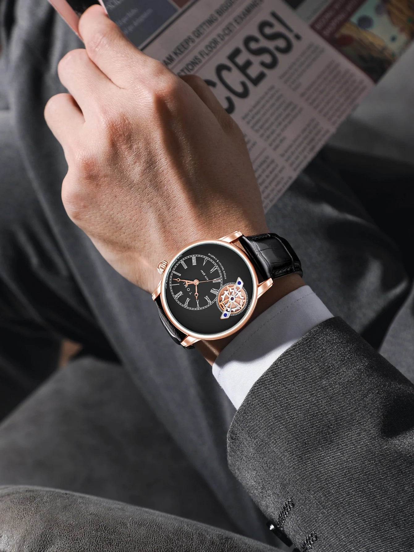 TOMI Set Gift Box Luxury and Fashionable Men's Quartz Watch Leisure Calendar Double Strap Quartz Watch Festival Gift