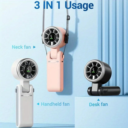 3-in-1 Fan, 5-speed, 1200mAh Rechargeable Lithium Battery, USB Charging, Travel Mini Fan