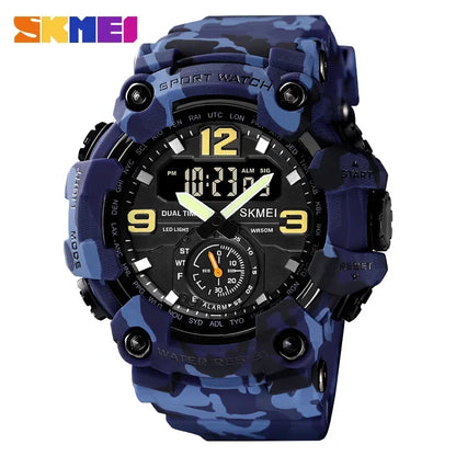 Skmei Dual Movement 3 Time Sport Wristwatch Mens Waterproof Electronic Watches Montre Homme Shockproof Digital Men Watch 1637