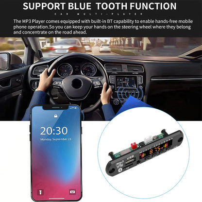 MP3 Decoder Board 9V-12V Wireless Bluetooth 5.0 MP3 Player with Remote Control Car Audio FM Radio Module Support USB TF AUX