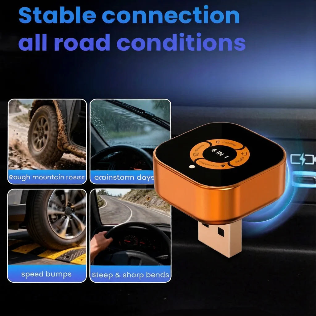 TrolinkTek 2026 Upgrade 4in1 Carplay Adapter Wireless Android Auto Mirror Link Smart MiNi AI Box USB Auto Connect Plug and Play
