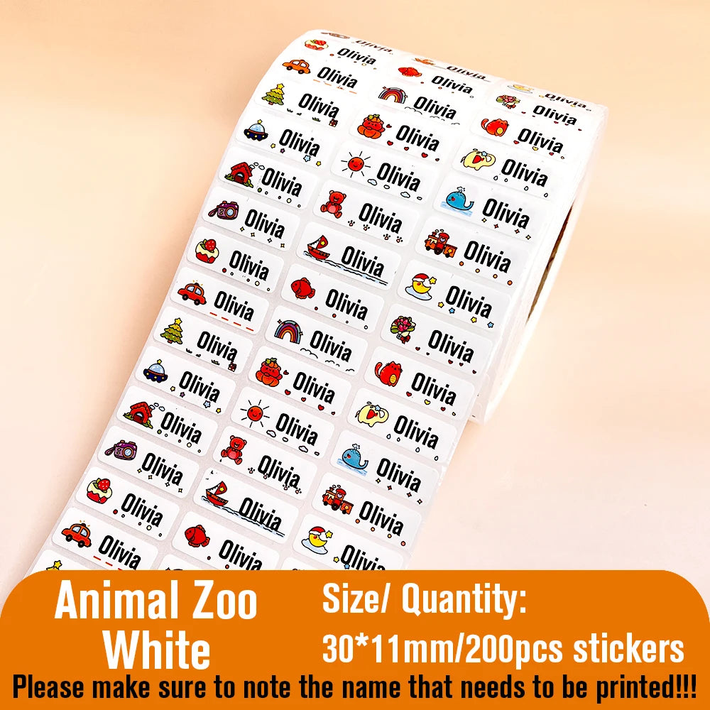 200Pcs Custom Waterproof Hebrew Name Stickers Personalized Children Hologram Label  Sticker With Students School Stationery Tag